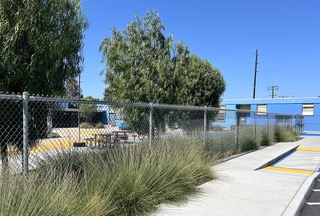 Chain link fence along roadway