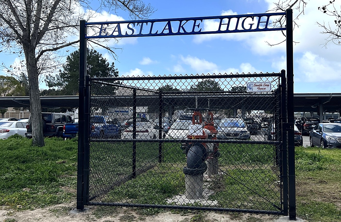 Chain link valve cover enclosure at Eastlake High