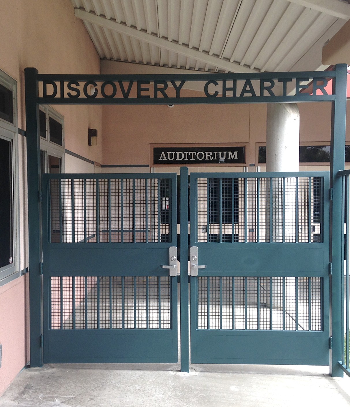 Custom iron gate at Discovery Charter school auditorium